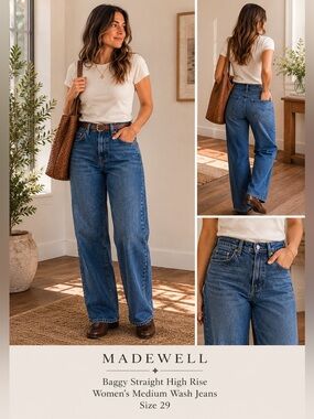 Madewell The Perfect Vintage Medium Wash Women’s High Rise Straight Jeans Sz 27
